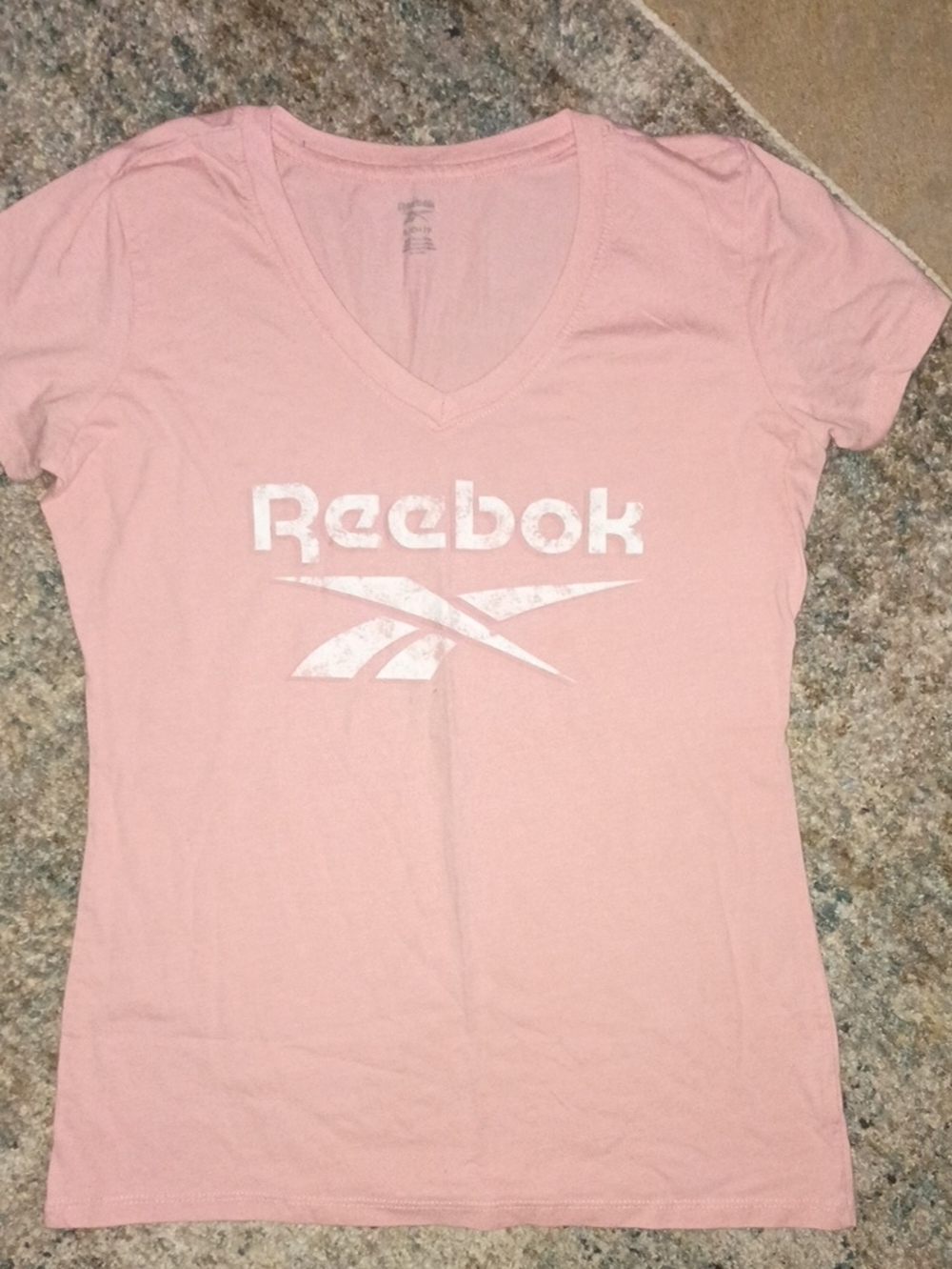 Reebok Pink V-Neck Logo Tee